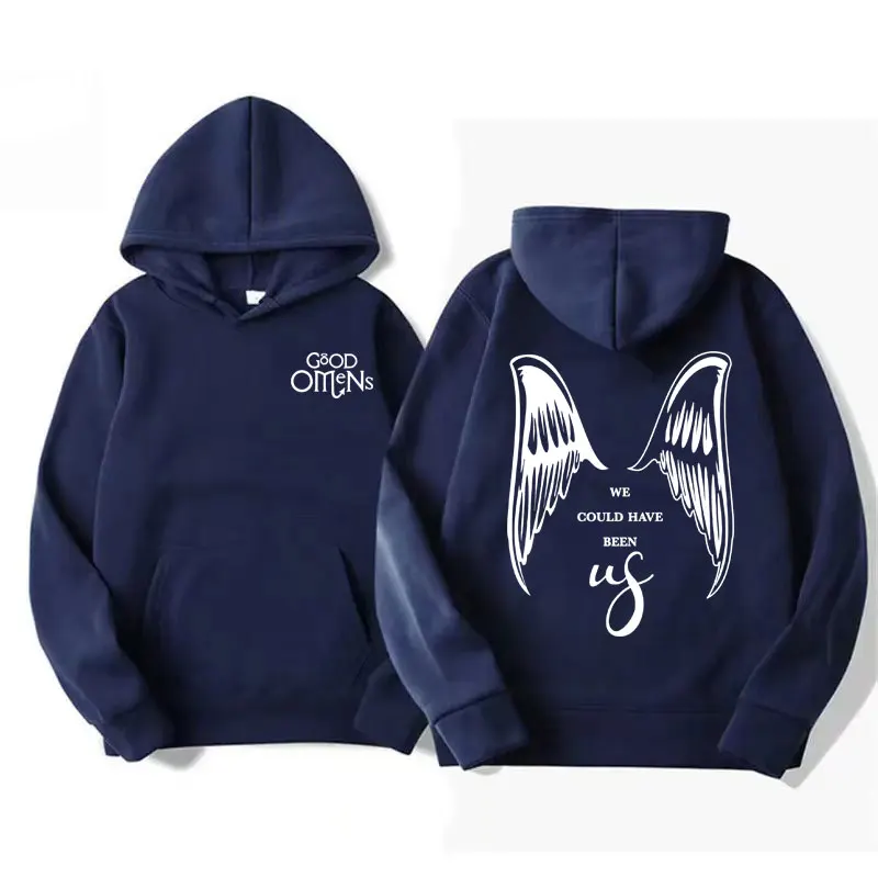 Série de tv bons presságios impressão hoodies das mulheres dos homens roupas retro estético moletom casual pulôver de grandes dimensões com capuz streetwear