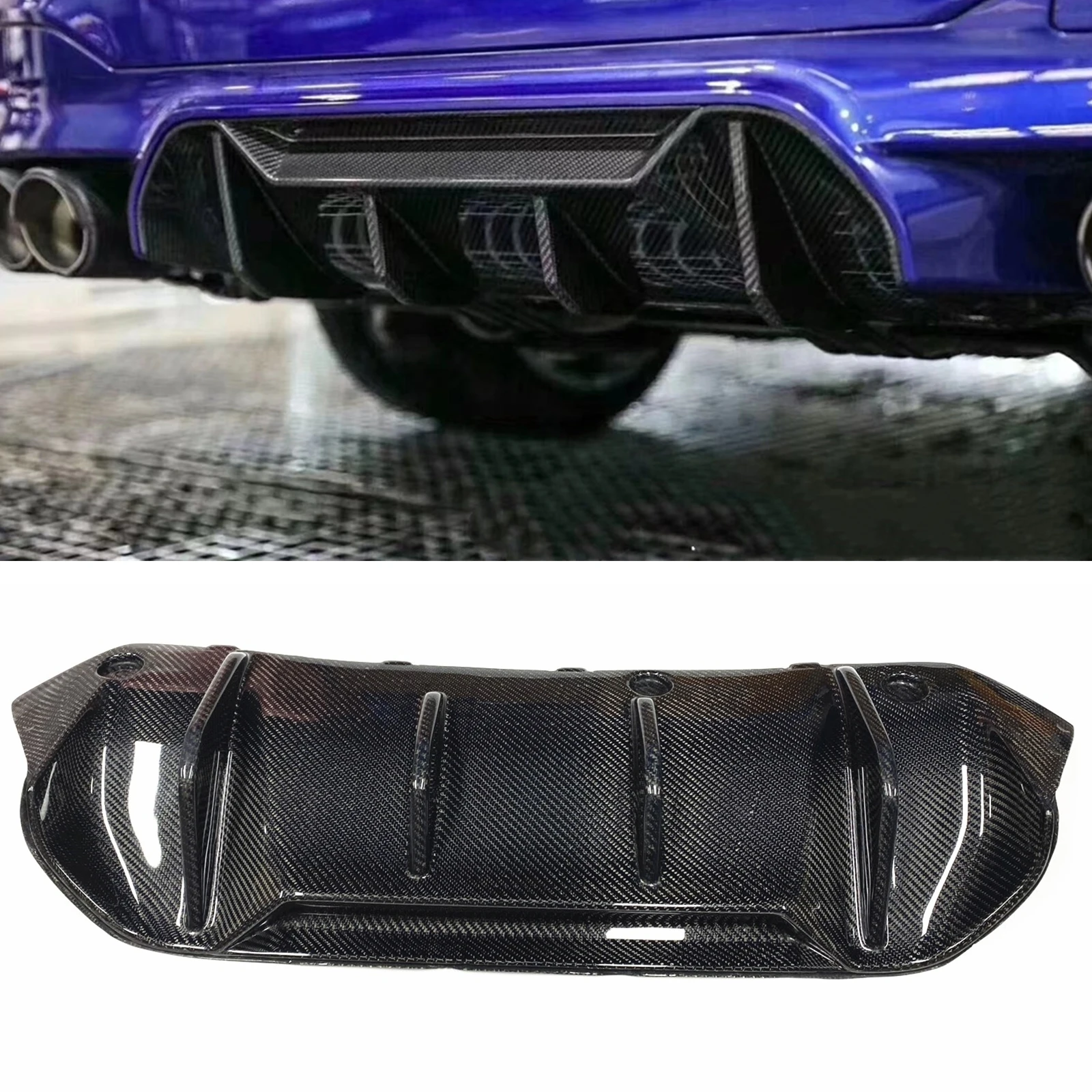 

Pop For BMW F90 M5 2018-2020 Rear Bumper Diffuser Cover Lip Real Carbon Fiber Car Lower Boot Spoiler Splitter Guard Skid Plate B