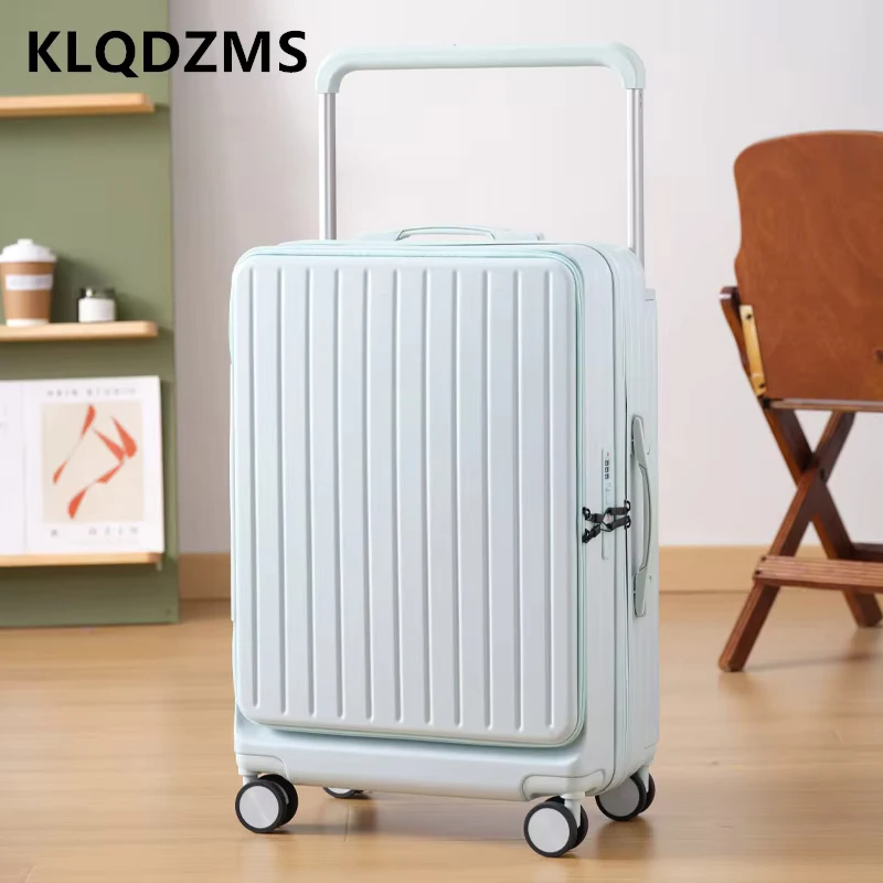 

KLQDZMS High Quality Luggage ABS+PC Boarding Box Multifunctional Women's Trolley Case 20"22"24 Inch Handheld Travel Suitcase