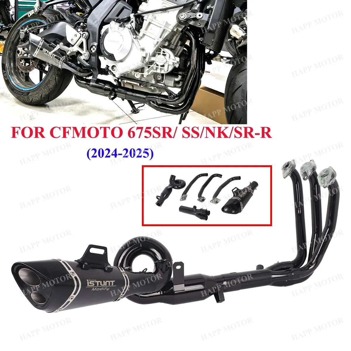 

For CFMOTO 675SR 675SRR 675SS 675NK All Years Motorcycle Exhaust Full System Slip On 675SR Pipe