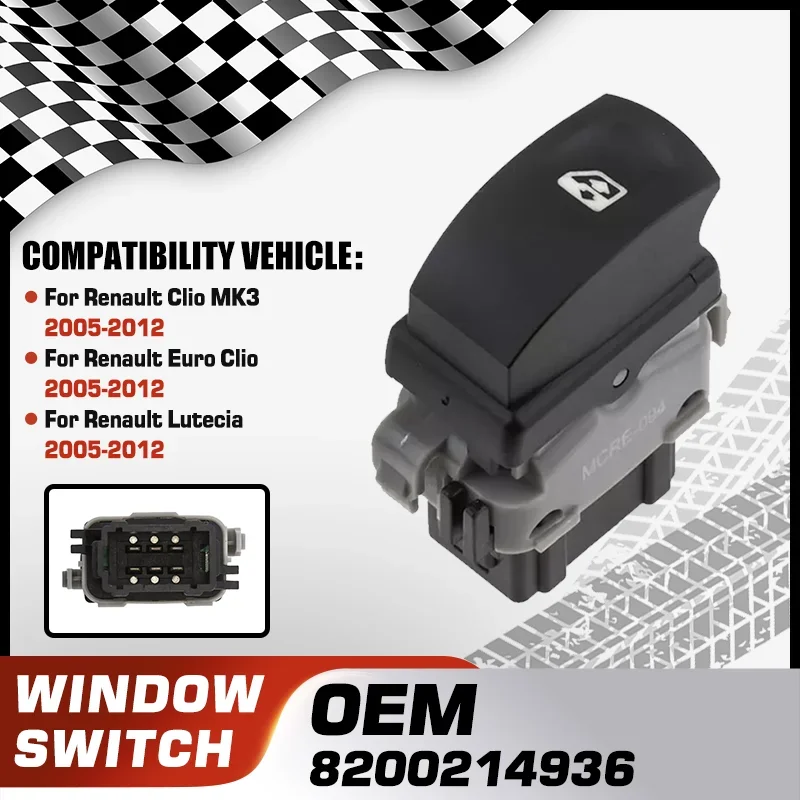 

For Renault Clio MK3 Renault Euro Clio Renault Lutecia 2005 2006 2007 2008 2009 2010 2011 2012 Car Power Window Control Switch