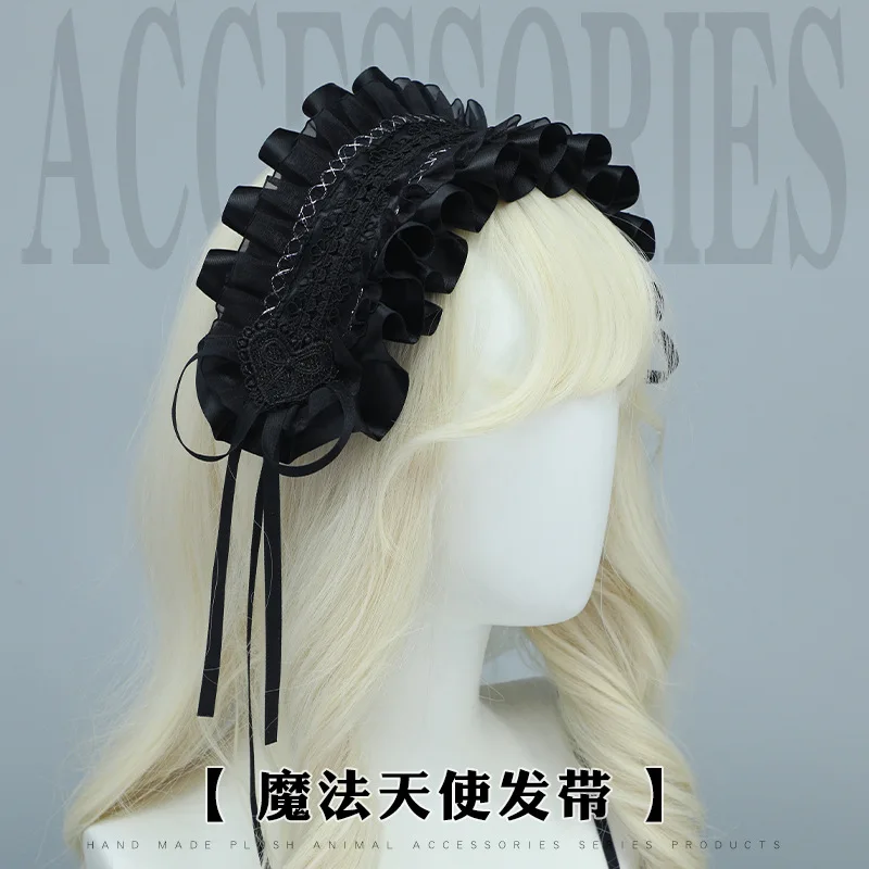 

Lolita lace hair accessories DOLL feel headband ribbon bow dark lo girl sweet headgear