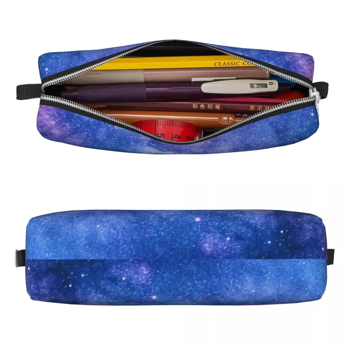 Starry Space Print Square Pencil Case    Kawaii Leather  Box  For Teens Zipper Pen Bag