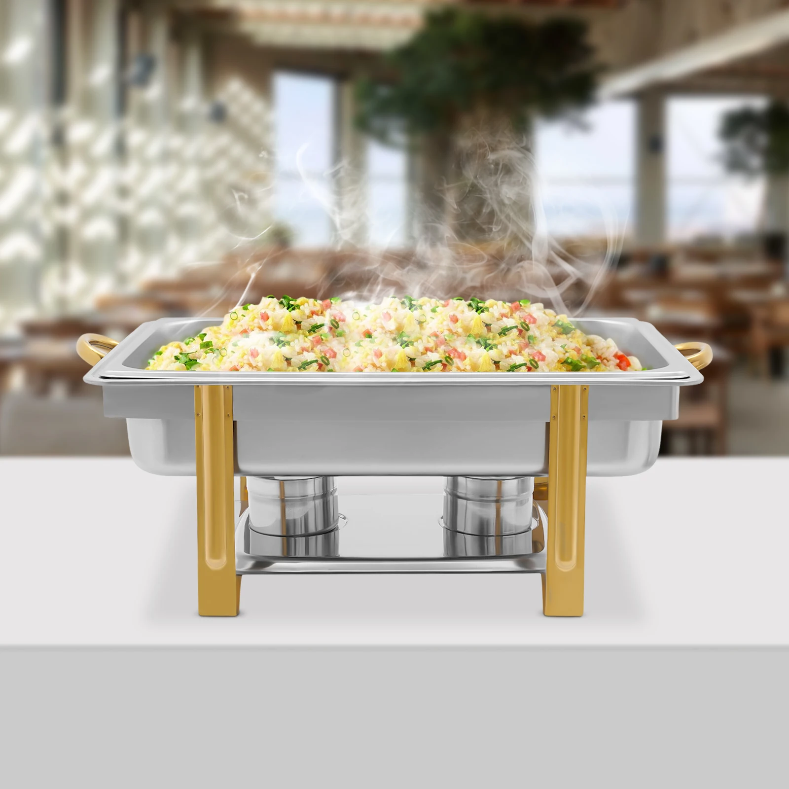 

Square Chafing Dish, Insulated Food Warmer for Buffet & Catering, Stainless Steel Square Food Serving Dish for Home & Events