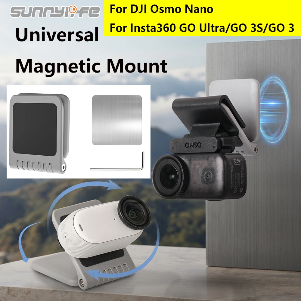 

Sunnylife Magnetic Mount Stand for DJI Osmo Nano/Insta360 GO Ultra/GO 3S/3 Series Camera Tabletop Rotation Holder Bracket Base