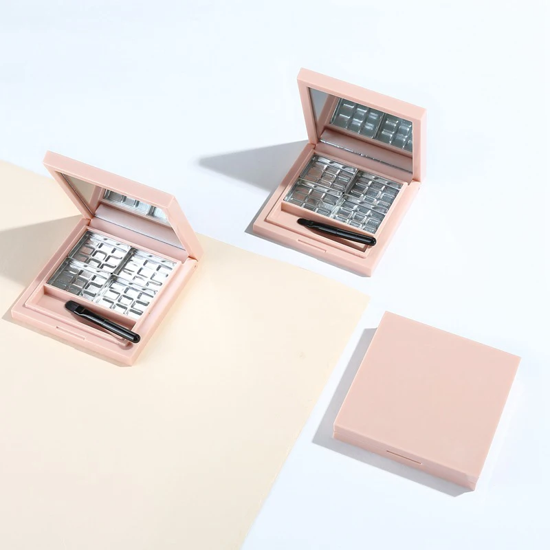 

4/6 Grids Empty Eyeshadow Dish Makeup Palette with Mirror And Brush for Concealer Lipstick Blush Loose Powder Storage Box