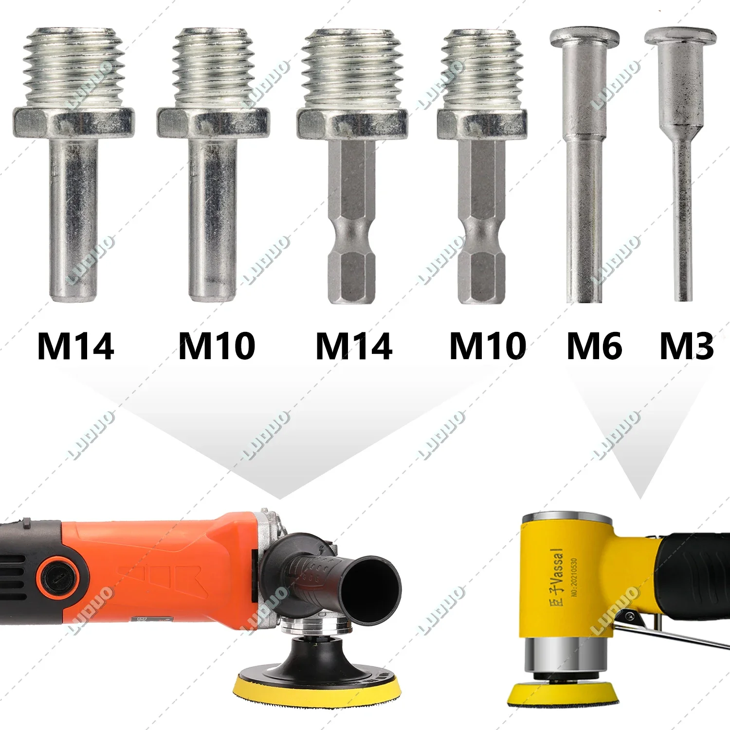 

M3 M6 M10 M14 Drill Adapter Polishing Pad Disc Hexagon Screw Thread Connecting Rod Angle Mill Handle Polisher Wood