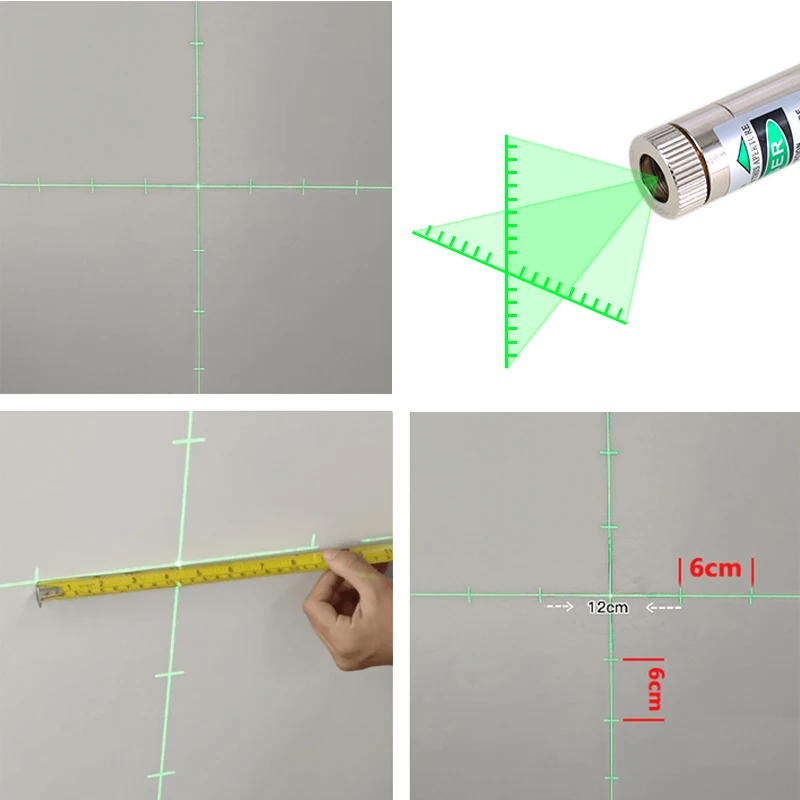 WithScaleCrossLine Laser Module520nm Green Head Glass Lens Focusable Adjustable DiodeLndustrial Diameter12mmOptical Lnstruments