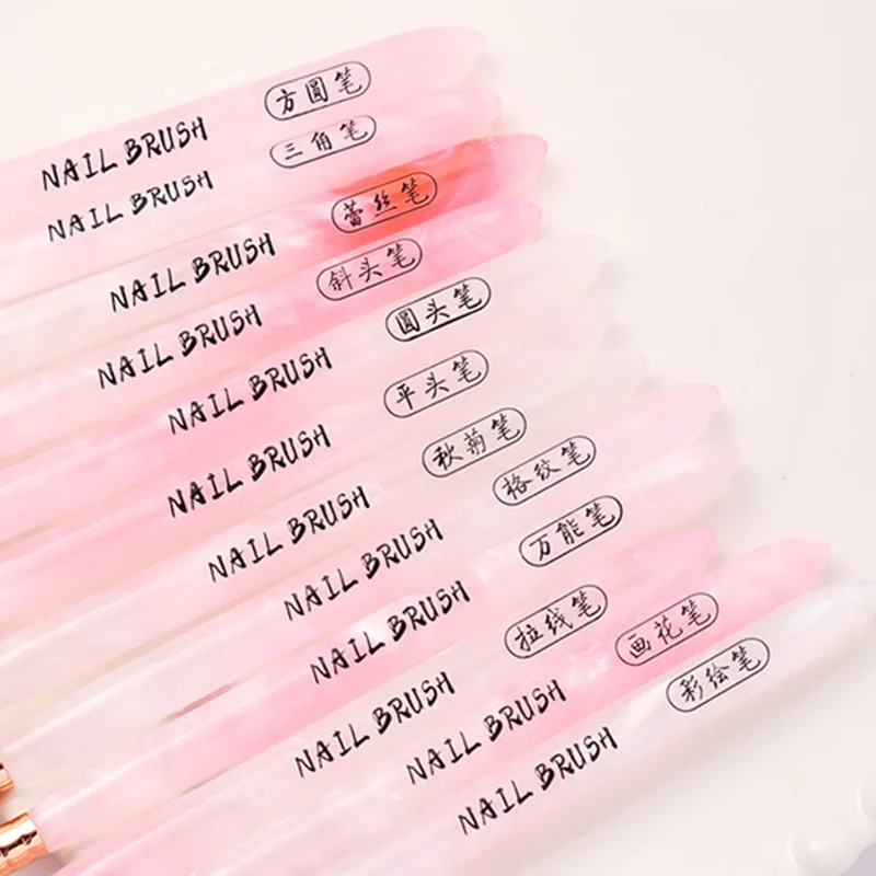 1/12個入り ネイルデザインアートペン ピンク 透明ブラシ ペイント UVジェル エクステンション 描画 彫刻ペン DIY マニキュアツール ネイルブラシ