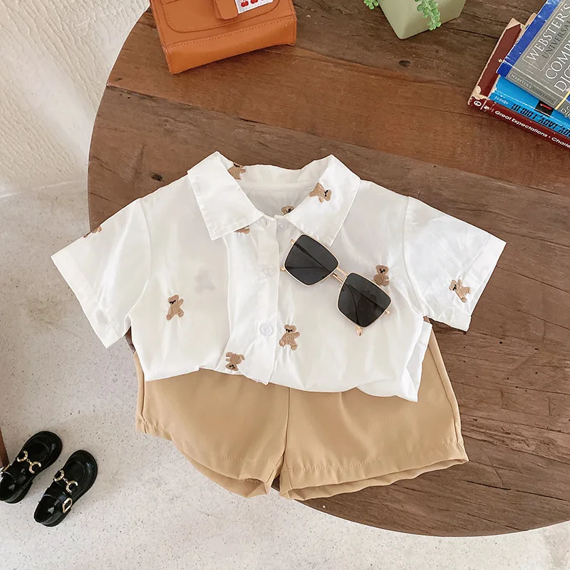 Bear Leader Baby Clothes Sets Brother and Sister Matching Outfits Summer Korean Boys Shirt+Shorts Suit Girls Blouse+Skirts Set