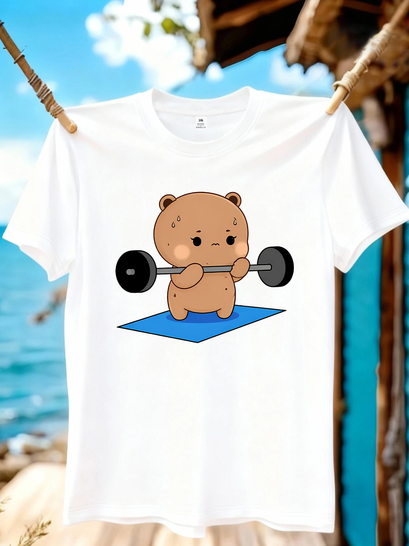 

【WZM10972】Женская футболка больших размеров с принтом медведя, с круглым вырезом, летняя, повседневная, с короткими рукавами, в уличном стиле, универсальная.