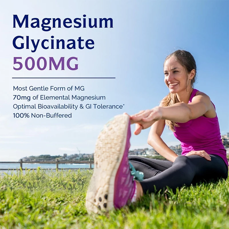 Magnesium Glycinate 500 mg Magnesium Supplement for Muscle Heart Nerve and Bone Support Magnesium Bisglycinate Capsules