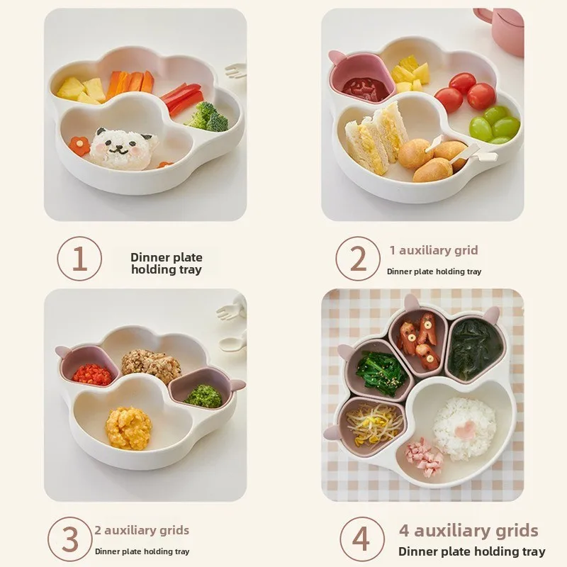 Baby animal cat claw silicone dinner plate baby eating plate removable plate children silicone suction cup tableware