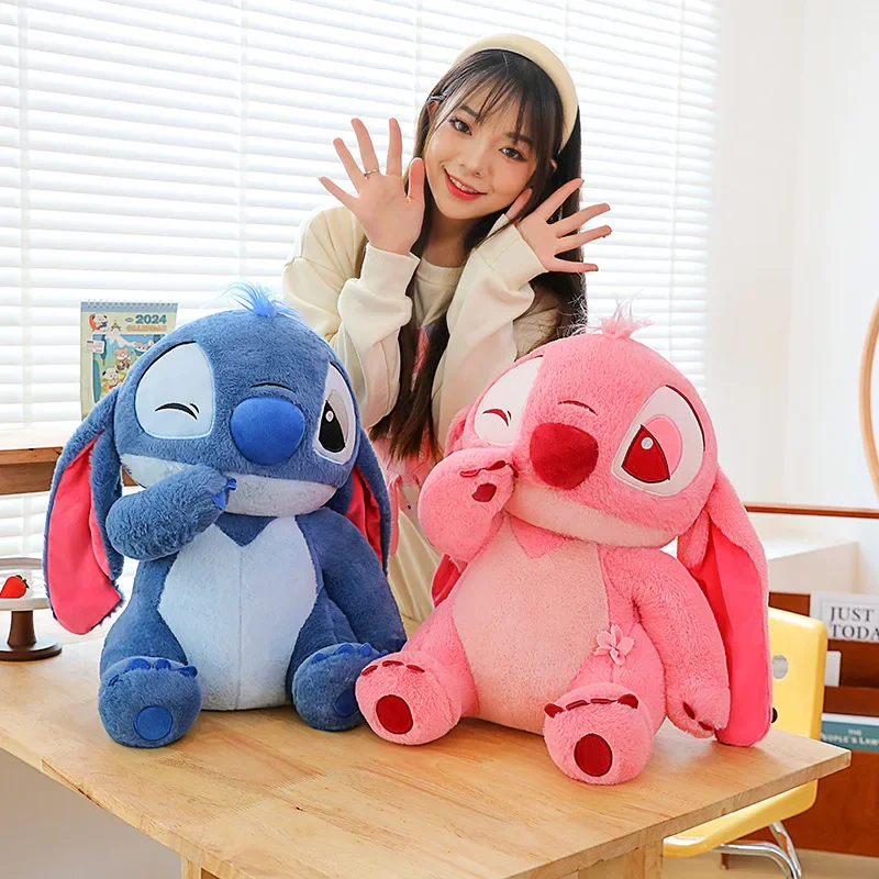 Kawaii Lilo and Stitch Plush Toys Disney Cartoon Pink Cherry Blossom Cute Anime Stich Doll Stuffed Plushie Soft Gift for Kids