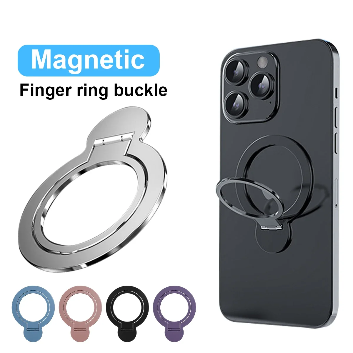 Magnetic Phone Holder Ultra Thin Metal Ring Holder For iPhone 15 Xiaomi For Magsafe Sticky Kickstand Support Wireless Charging