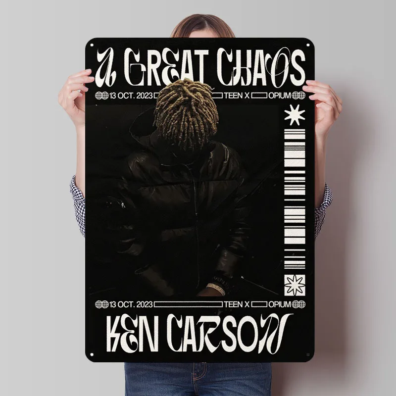 Ken Carson Singer-Póster de Metal para decoración de habitación, carteles de estaño de Metal personalizados Rock Rap para decoración de pared, arte de murales