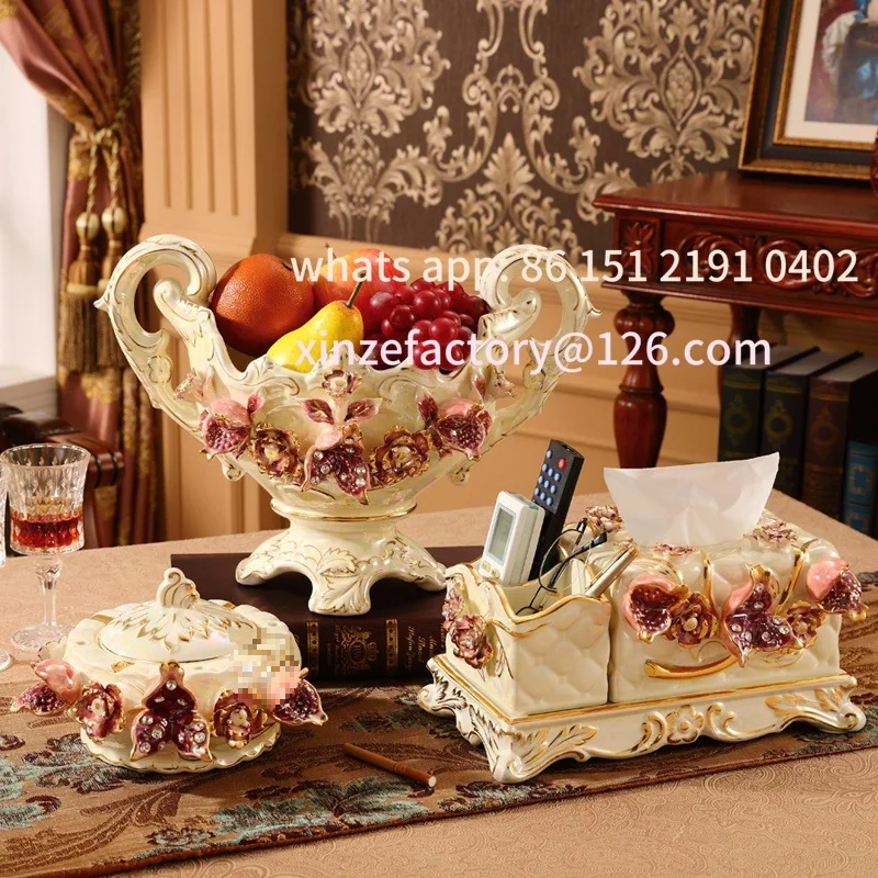 Customizable Household Tissue Box Luxury Ornament Creative Pieces Modern Living Room Ceramic European Fruit Plate Fruit Plate