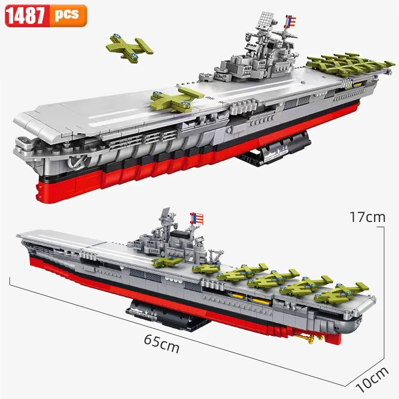 WW2 Military Warships Series Building Blocks Battleship Model Ⅱ MOC Technology Military Soldier Weapon Compatible Bricks  Toys