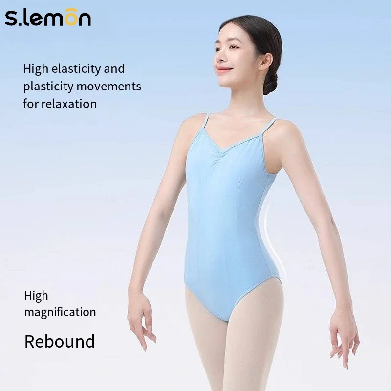 Body da balletto per ginnastica senza schienale con canotta da ballo al limone per donne e ragazze