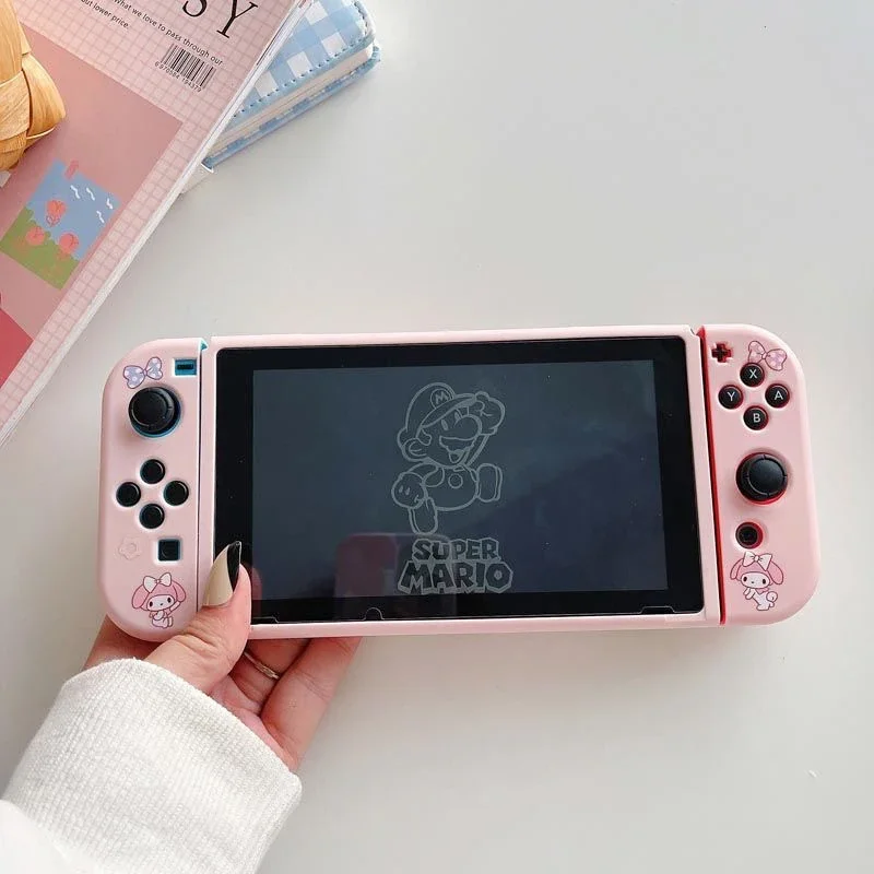 Sanrios Hellokittys Kuromi Soft Shell Protective Case Cover for Nintendo Switch Ns Oled Lite Joy-Con Controller Game Accessory