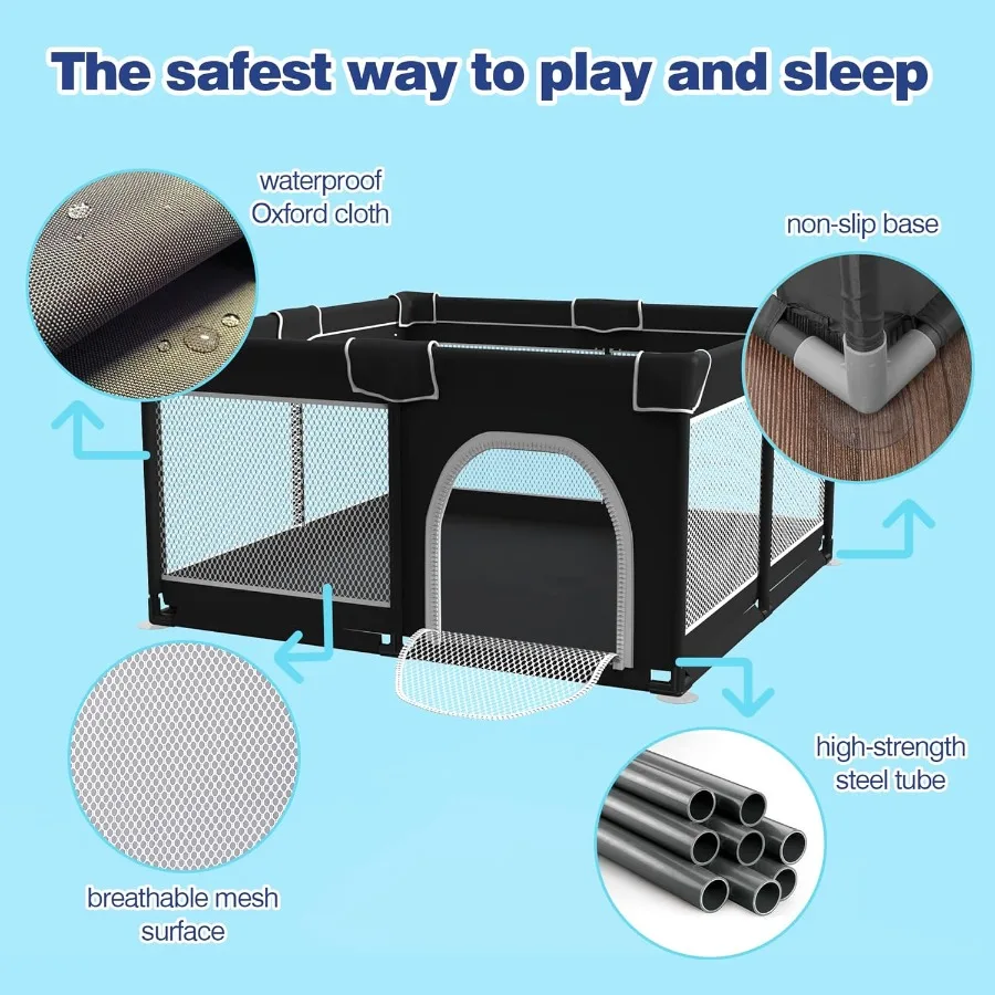 روضة أطفال للأطفال الصغار، روضة أطفال كبيرة، لعبة أطفال، قلم لعب داخلي وخارجي، أمان قوي (أسود، 50 × 50 بوصة) #4