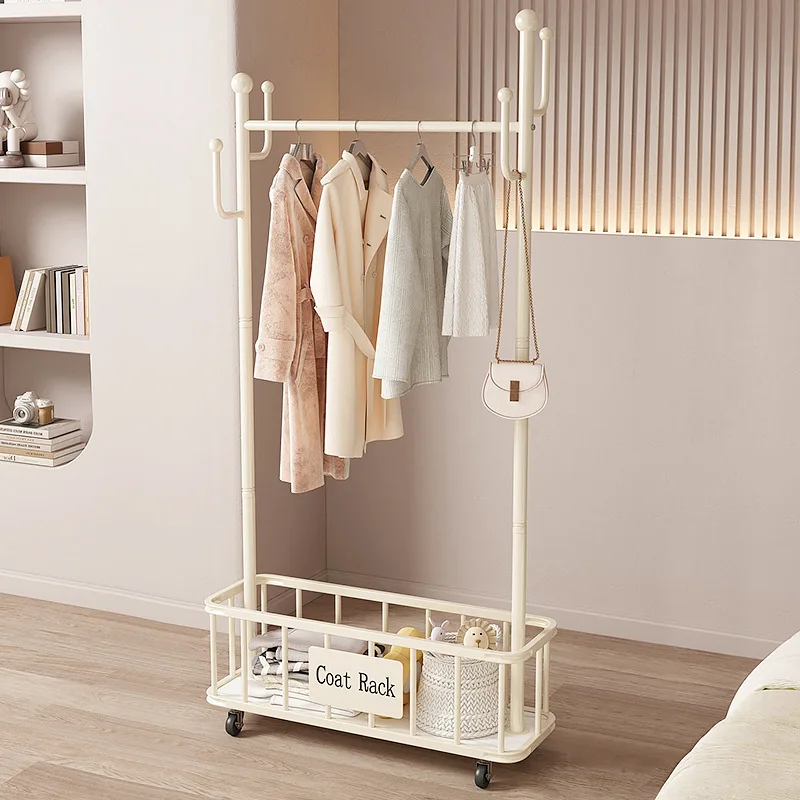 

Simple Clothes & Hat Rack, Floor-standing Hanging Rack for Bedroom, Mobile Bedside/End Clothing & Bag Holder，garment rack