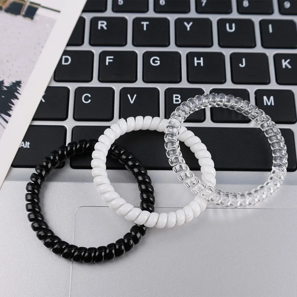 1-20pcs Elastic Spiral Hair Ring Ties Women Black Telephone Wire Cord Hair Rubber Bands Headwears Scrunchies Ponytail Holder