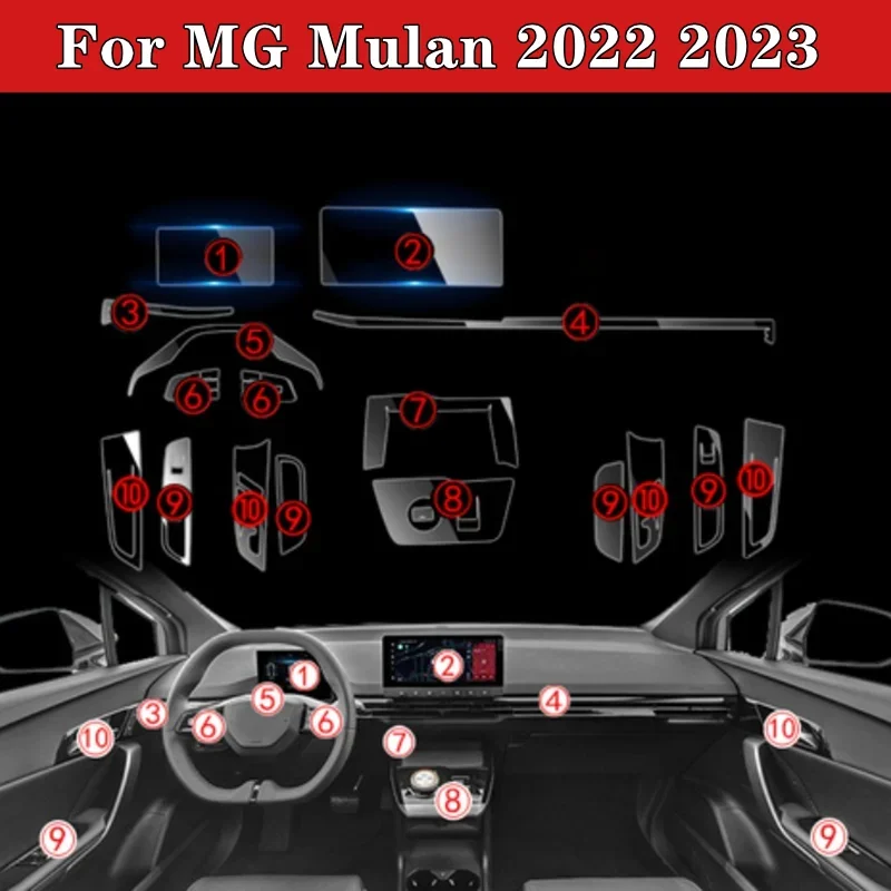 For MG Mulan MG4 2022 2023 Car Door Dashboard Navigation Automotive Interior Screen TPU Anti-Scratch Protective Film Sticker