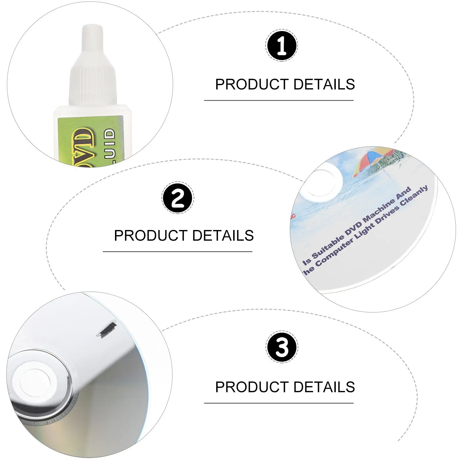 

1 set CD Player Cleaning Kit Disc Set DVD Cleaner Detergent Remove Dust Dirt Extend Life Improve Sound Quality Cleaning Supplies