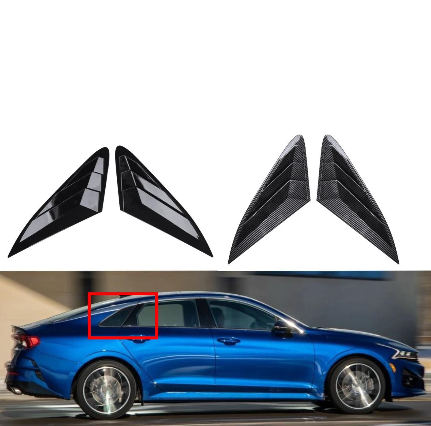 

Fit For KIA Optima K5 2020 2021 Car Rear Louver Window Side Shutter Cover Trim Sticker Vent Scoop ABS Carbon Fiber