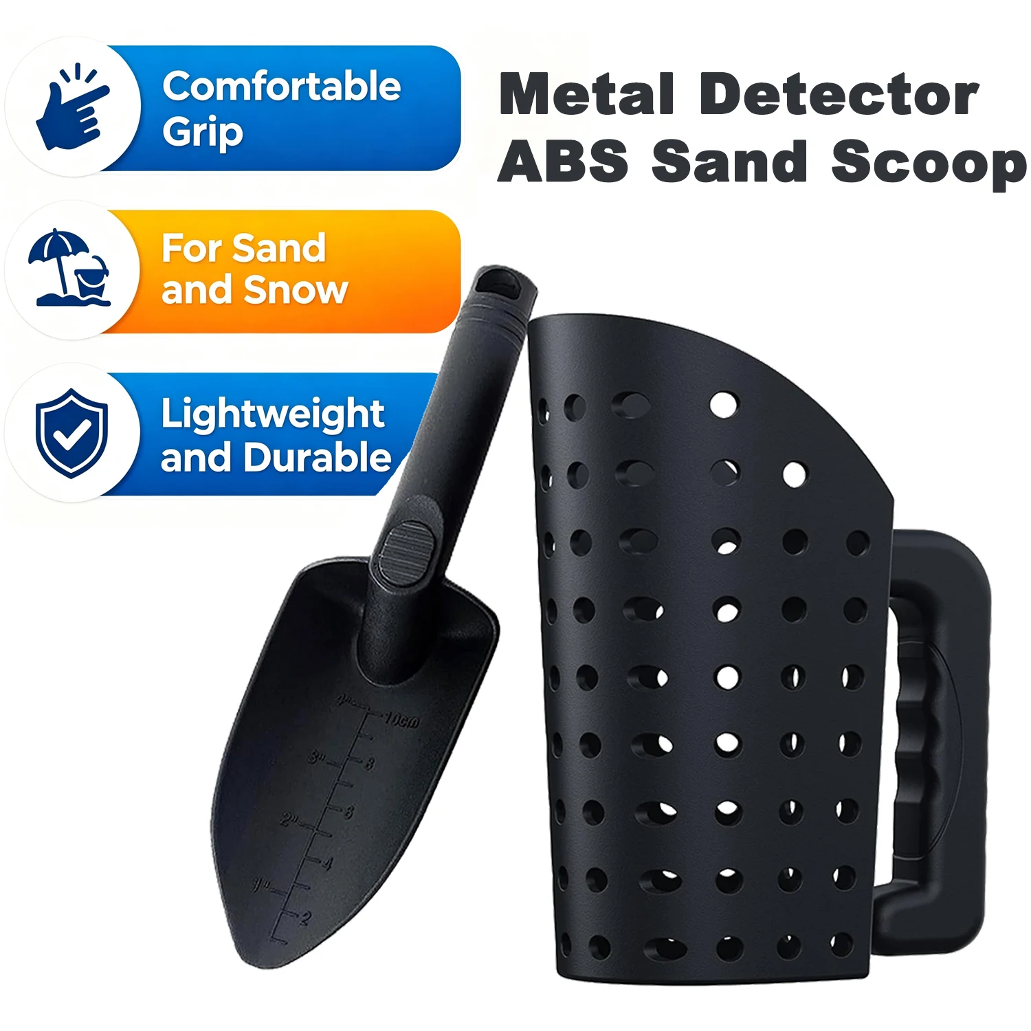 Portable Metal Detecting Sand Scoop Set, Sturdy ABS Plastic Scoop and Trowel Ergonomic Digging Tools for Treasure Hunting