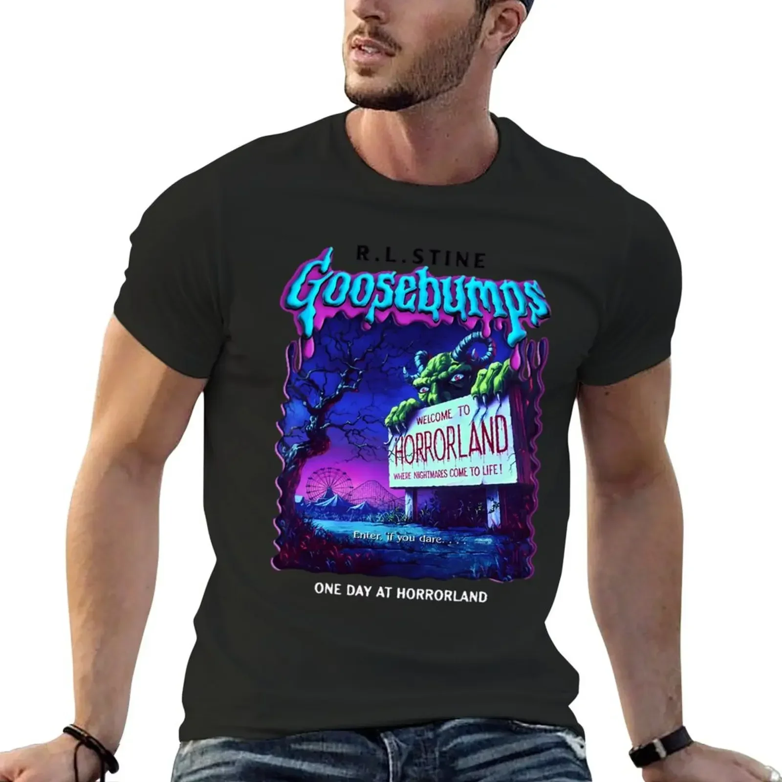 Goosebumps One Day At HorrorLand T-Shirt summer tops heavyweights mens funny t shirts