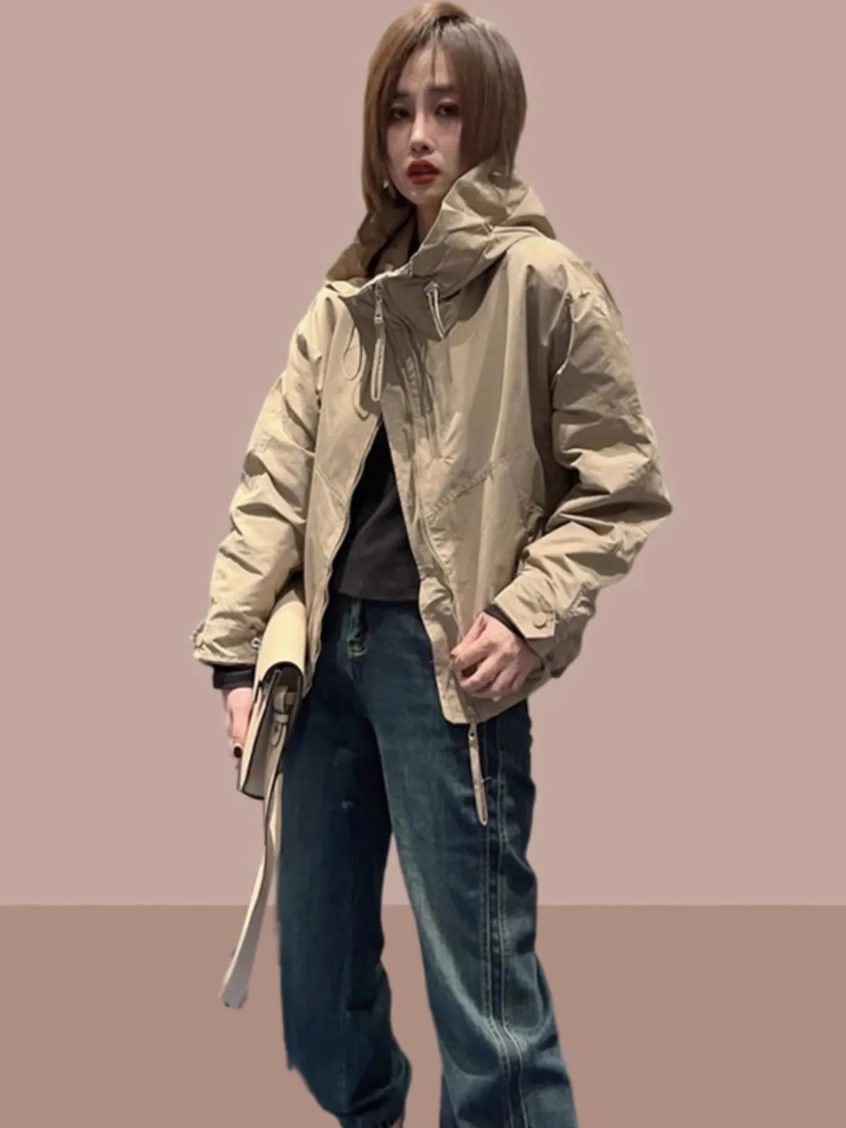 معطف نسائي قصير لفصلي الربيع والخريف 2025، سترة بسحاب، أنيق وعصري، مقاس صغير، ملابس خارجية للنساء #5