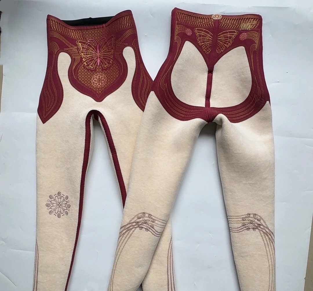 Pantalones de seda con cintura alta para mujer, ropa de abrigo con forro de Fce, pantalones de Arca para otoño e invierno, elemento térmico, tonificado dorado