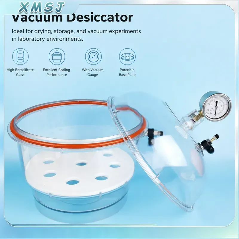 150mm Plastic Laboratory Desiccator with Double Valve And Pressure Gauge Vacuum Dryer for Vacuum Drying And Storage