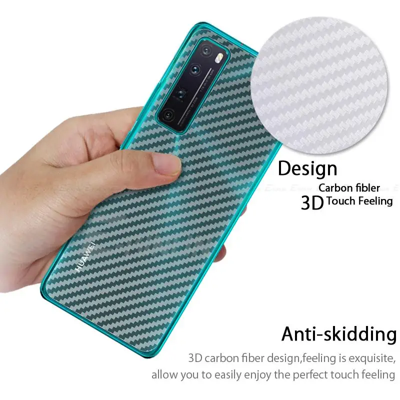 5pcs Carbon Fiber Back Cover Screen Protector For Huawei Y6p Y8s Y8p Y7a Y5 Y6 Pro Prime Lite 2018 Sticker Film Not Glass