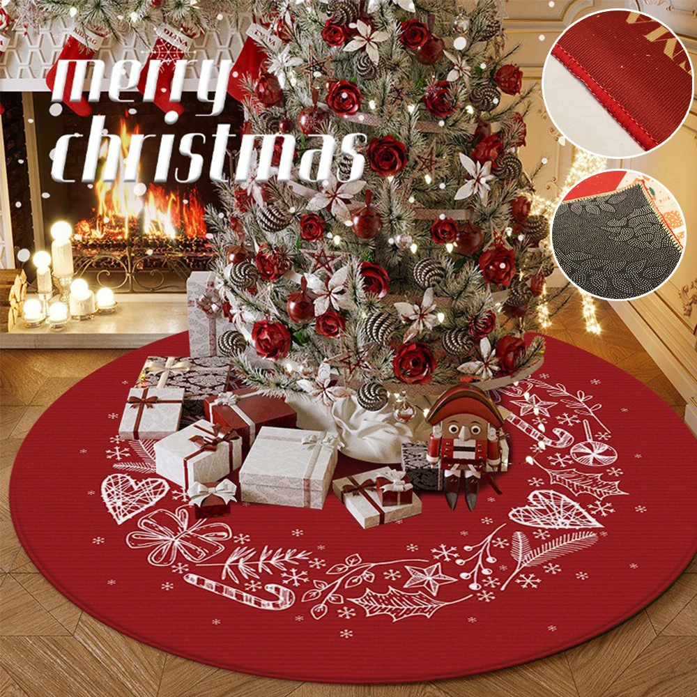 

50-140cm Christmas Tree Skirt Red Christmas Tree Foot Cover Rugs Christmas Tree Foot Cover Carpet Festive Home Party Decorations