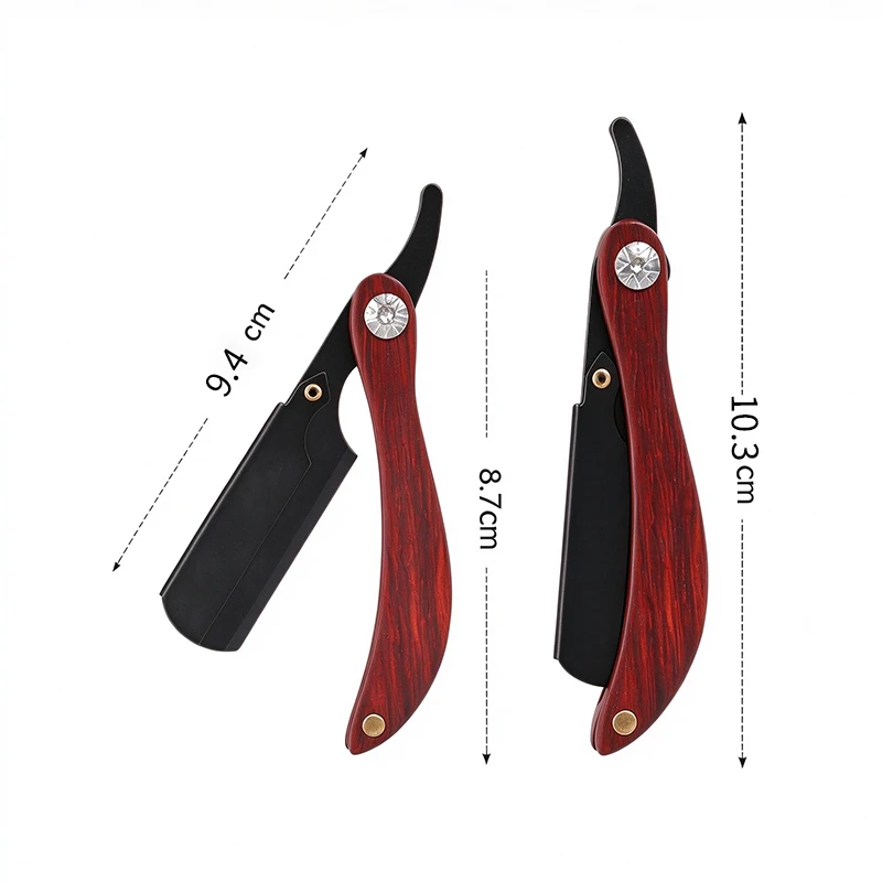 Vintage Mini Folding Straight Razor Palisander Wood Handle Manual Barber Shaver Beard Eyebrow & Body Hair Trimming Grooming Tool