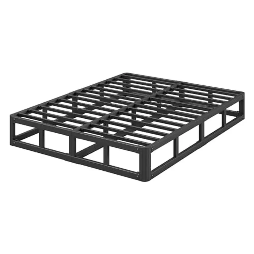 

Metal Queen Bed Frame 7 Inch High Heavy Duty No Box Spring Needed Easy Assembly Noise-Free Sturdy Size Queen Black Metal Slat