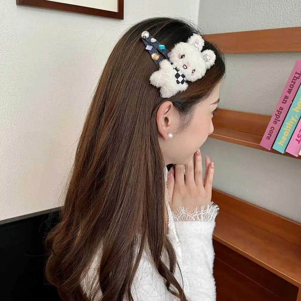 

Ladies' Hair Pins Korean Kawaii Cartoon Bear Bunny Cute Sweet Cool Versatile Bb Clips Hair Clips High-quality Hair Accessories