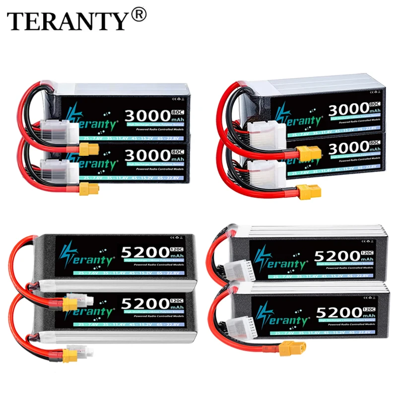 1/2 Stück TERANY Lipo-Akku 4S 6S 3000mAh 5200mAh 80C 120C für FPV-Drohne Quadcopter Flugzeug Auto Boot 15,2V 22,8V Batterie