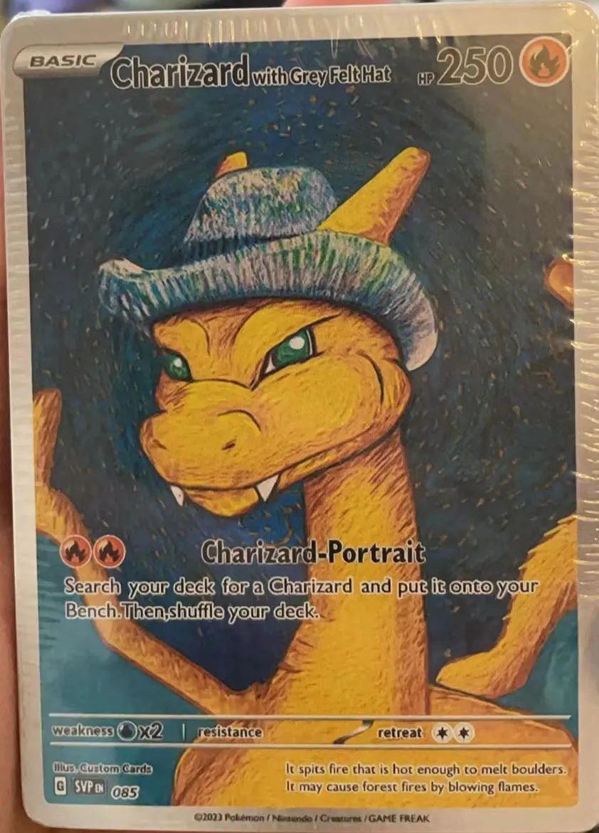 لتقوم بها بنفسك الكرتون Ptcg فان جوخ متحف جمع بطاقة صورة سميرغل غص الإنجليزية الكلاسيكية لعبة ببطاقات ورقية واحدة أنيمي بطاقة ذاتية الصنع