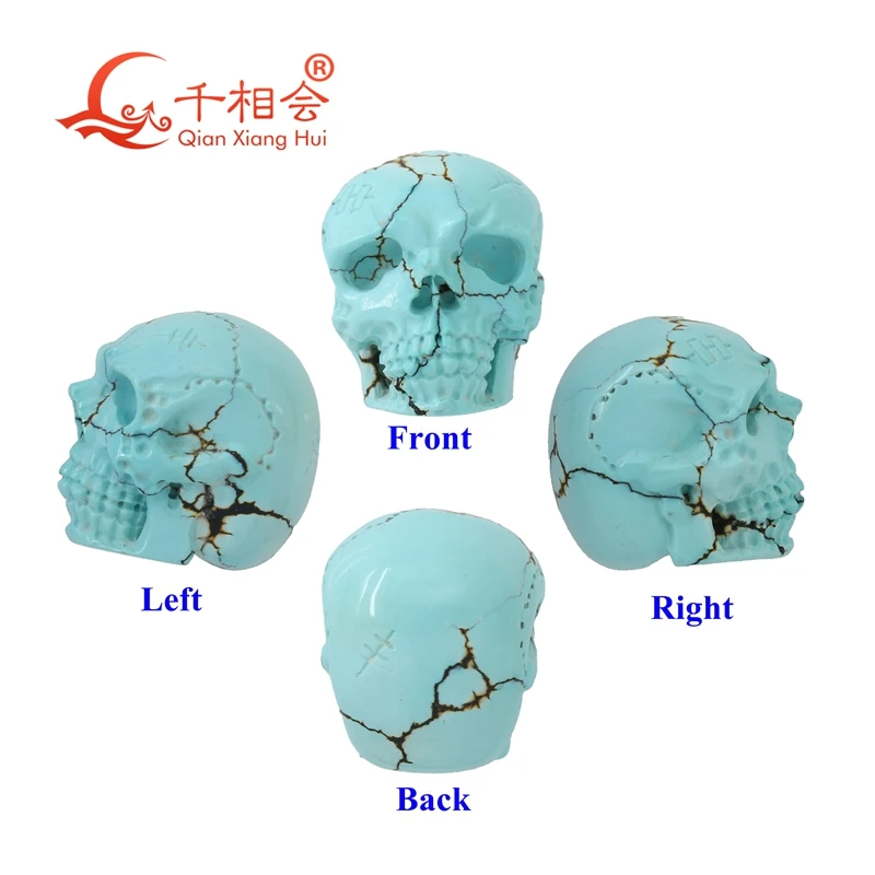 Natural Turquoise 8.5-16.9ct  blue color Carving Skull  Decoration Gifts Loose Gemstone GTC certificated