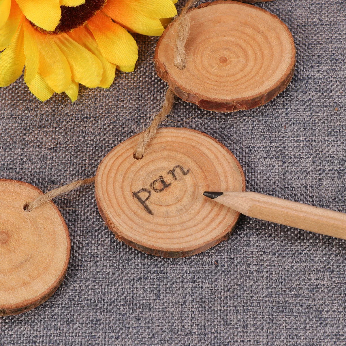 

50pcs 4-5Cm Wood Slices Discs Natural Rosewood Diy Craft Wedding Decor Log Rounds Table Numbers Jute Twine Set Handicraft Tools