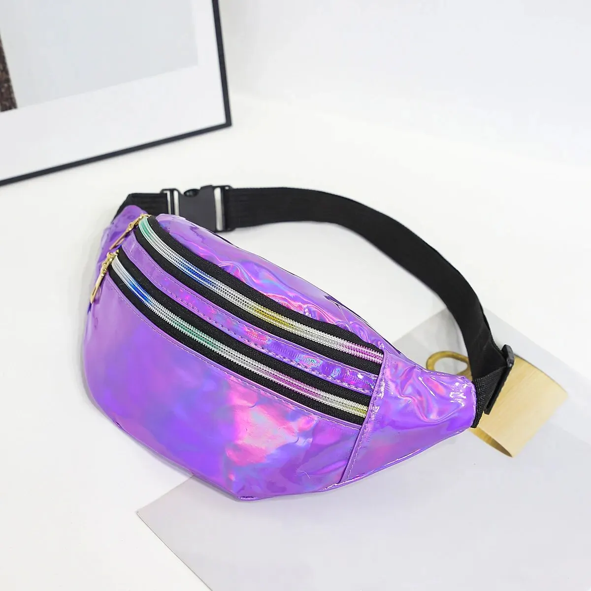 Tas Pinggang Laser Tas Selempang Holografik Fanny Pack Desainer Lucu Tas Pinggang Bum Bag Pesta Perjalanan Fashion Wanita Selempang Berkilau