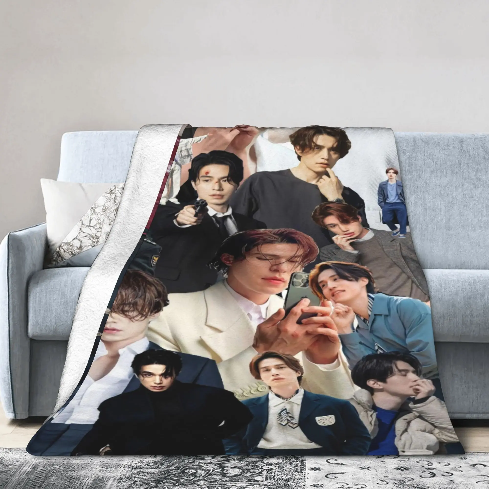 Lee Dong Wook Coperta con stampa Coperta calda e morbida di qualità Coperta invernale decorativa per divano, sedia, divano letto, modello copriletto