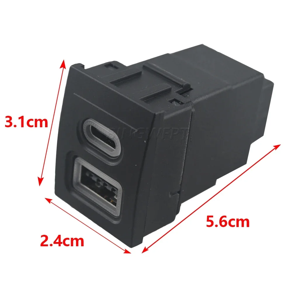 For VW POLO 2004 2005 2006 2007 2008 2009 - 2011 Car Fast Charger QC3.0 USB Type-c Interface Adapter Modified Charging Socket