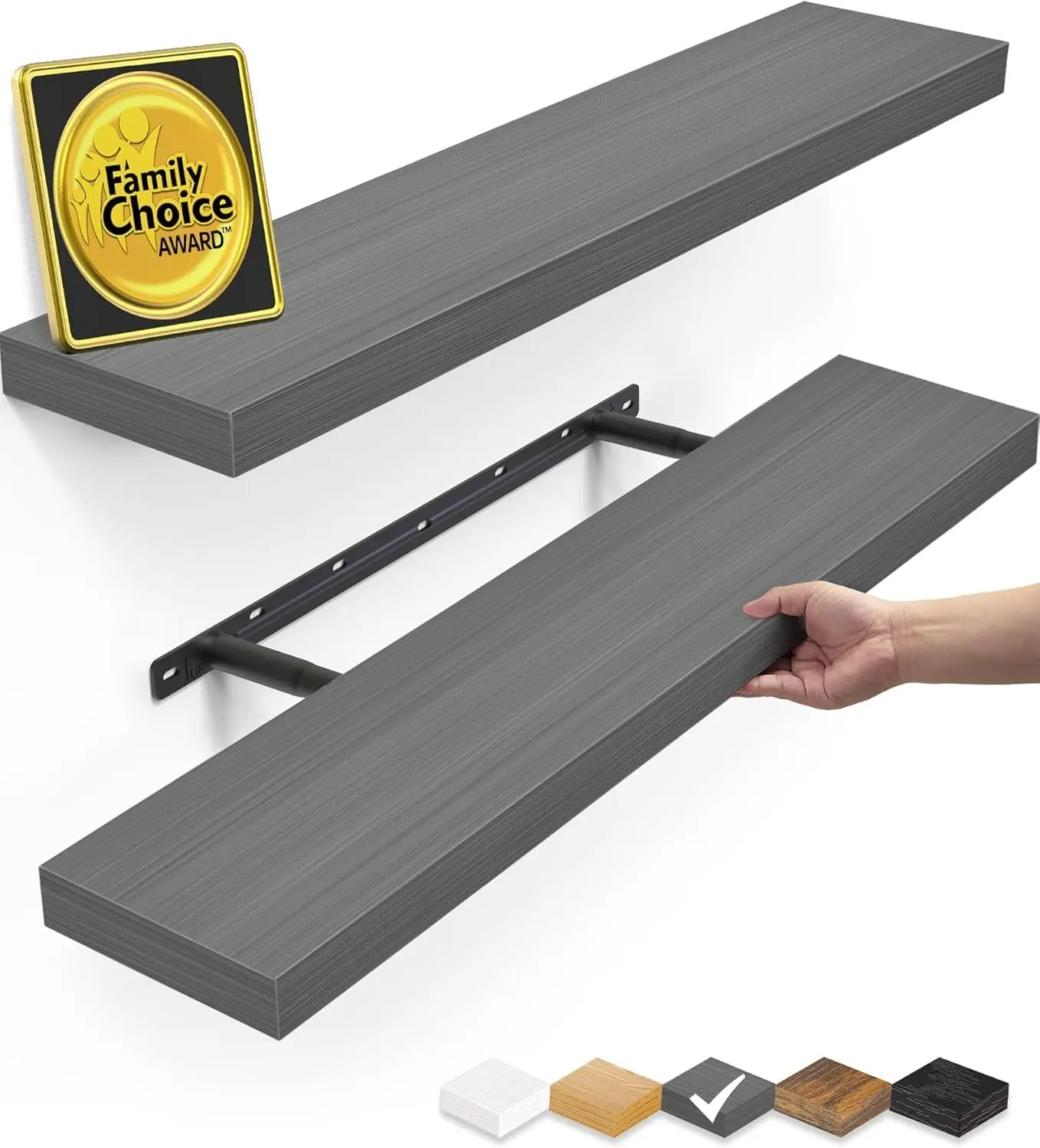 

Floating Shelves Grey, 22.5 inch Rustic Wood Wall Mounted Shelves for Bathroom, Bedroom, Living Room, Kitchen, Hanging