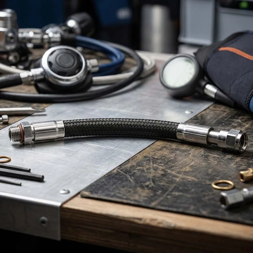 High PerFor Formance for braided Nylon Hose for Scuba Diving Applications Provides Secure Connections and Optimal Functionality