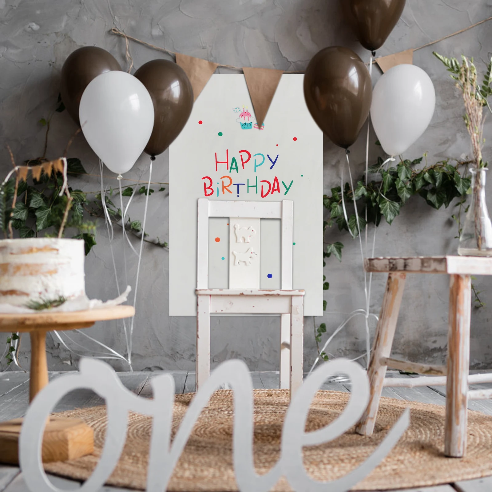 

Birthday Party Background Cloth Happy Wall Backdrop Boy Decorations Birthdaybackdrop Polyester